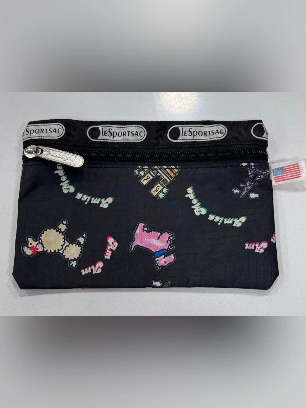 Vintage LeSportsac Paris Poodle Cosmetic Pouch USA